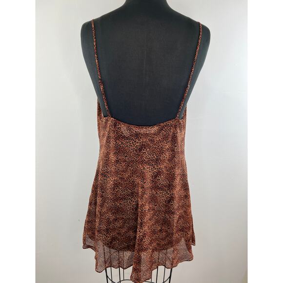 VINTAGE Victoria's Secret Brown Leopard Print Slip V-Neck Camisole Large L VTG - Picture 4 of 7